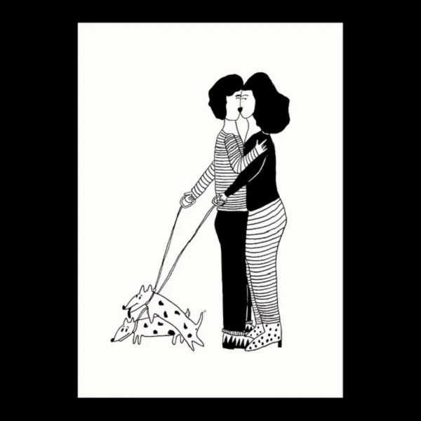 比利時 helen b 插畫海報/ A4/ horny dogs