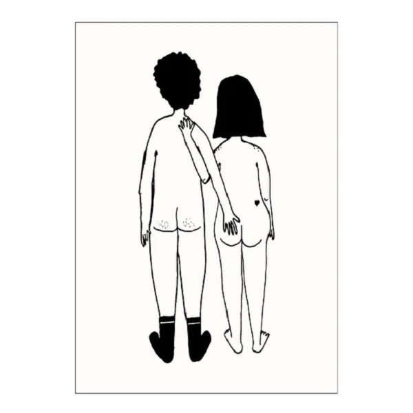 比利時 helen b 插畫海報/ A3/ naked couple back