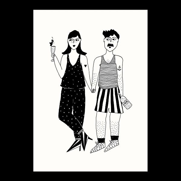 比利時 helen b 插畫海報/ A3/ apero couple