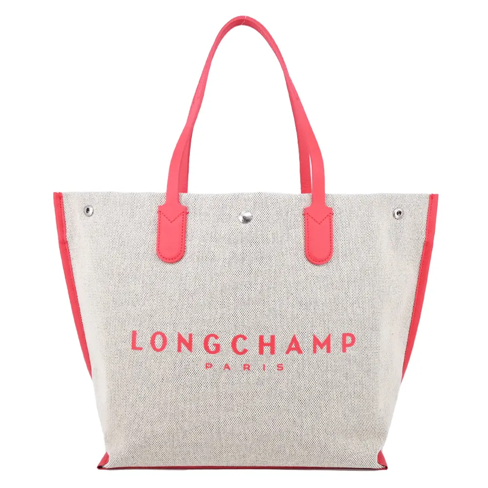 LONGCHAMP ESSENTIAL系列帆布LOGO字母托特包(大/多色選)平行輸入/ 草莓紅
