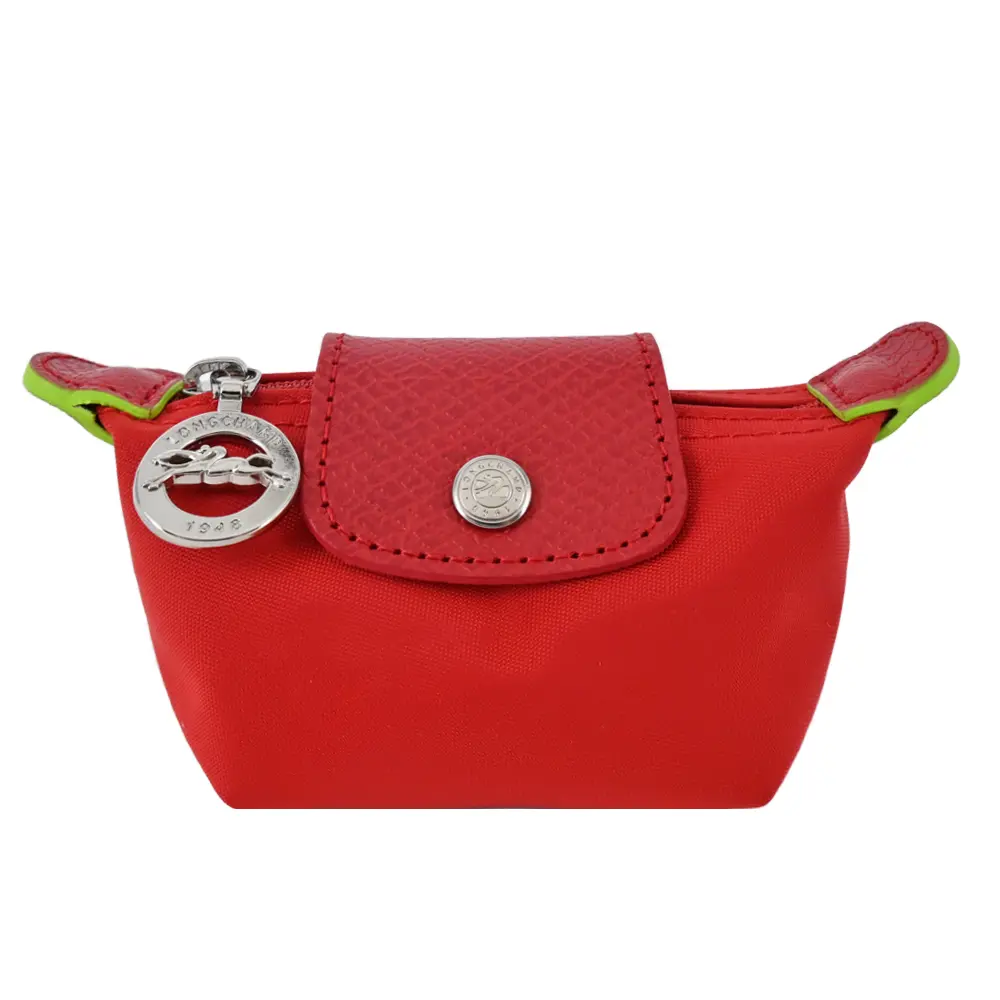 LONGCHAMP LE PLIAGE GREEN系列撞色再生尼龍水餃零錢包(番茄紅)/平行輸入