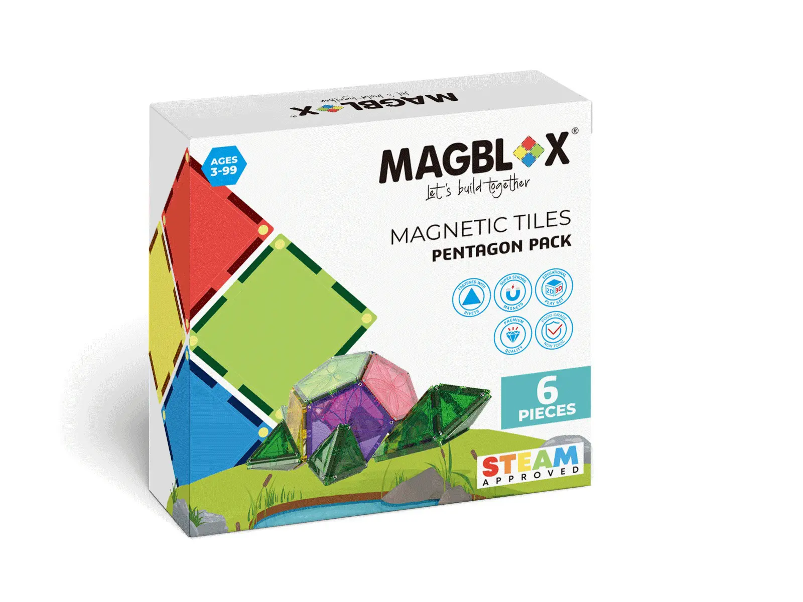 澳洲 Magblox® 美學磁力片/ 6pcs/ 繽紛五角形