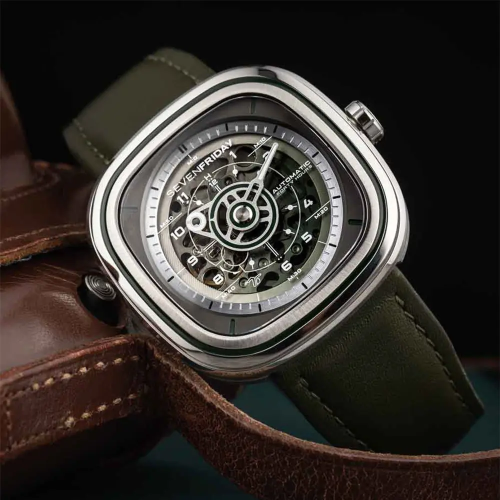SEVENFRIDAY T系列 軍綠色漸層機械錶-45mm(T1/06)