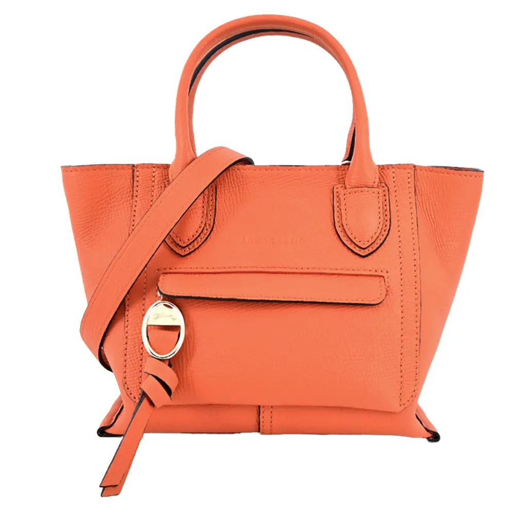 LONGCHAMP MAILBOX系列牛皮前口袋手提/斜背兩用包(小/多色選)/平行輸入/ 胡蘿蔔橘