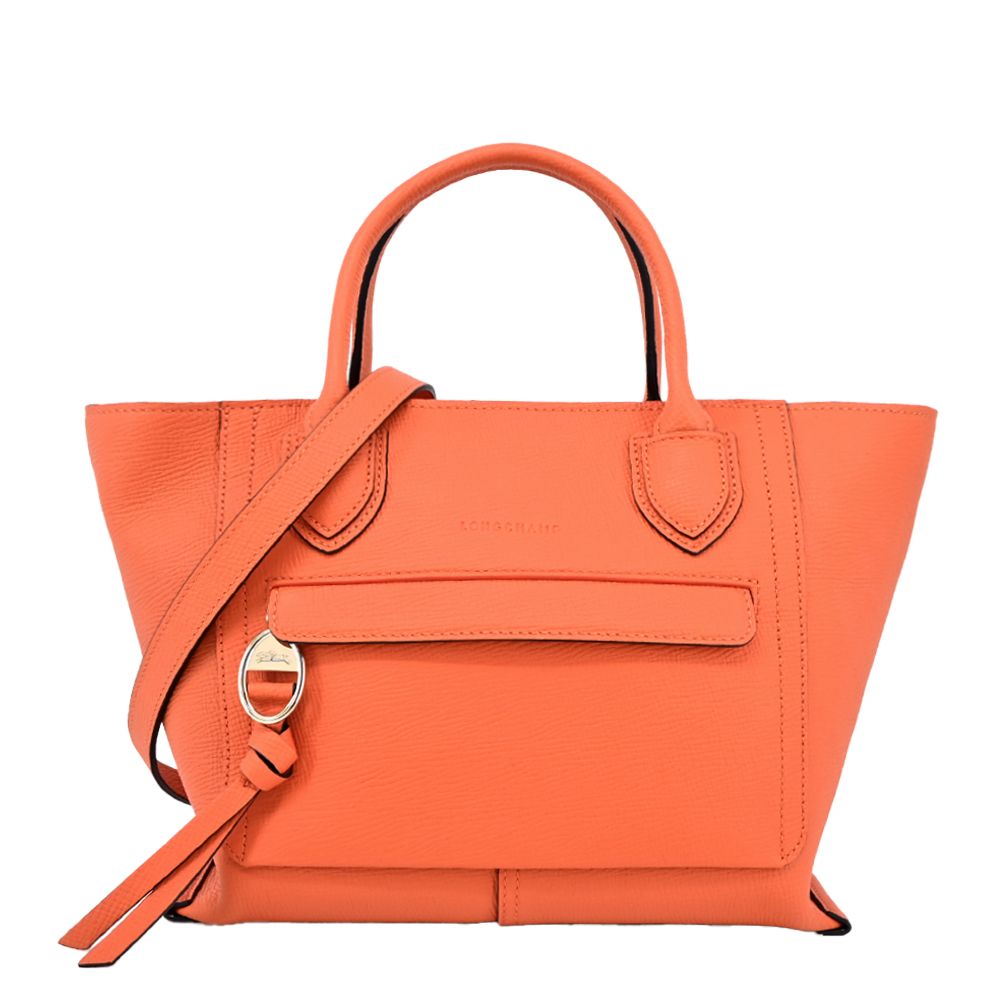 LONGCHAMP MAILBOX系列牛皮前口袋手提/斜背兩用包(中/多色選)/平行輸入/ 胡蘿蔔橘