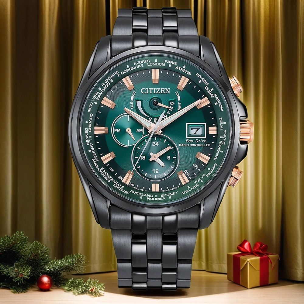 CITIZEN 星辰 亞洲限定款 光動能萬年曆電波手錶 AT9128-87X