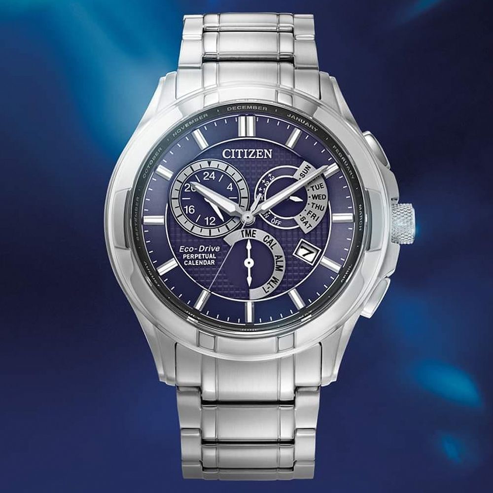 CITIZEN 星辰 光動能萬年曆手錶-42mm BL8160-58L