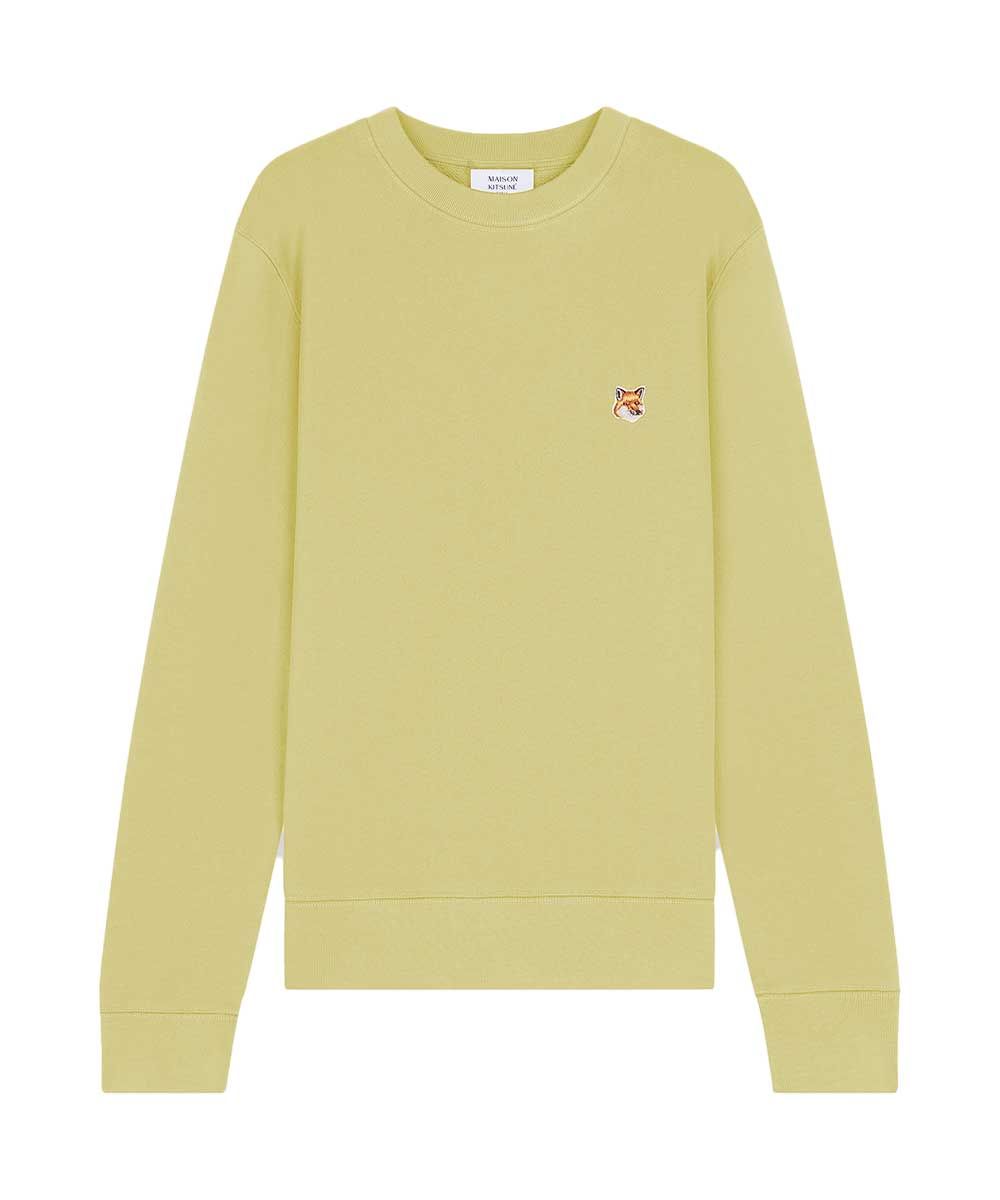 MAISON KITSUNÉ 鵝黃色狐狸頭LOGO經典衛衣_男/中性/XL