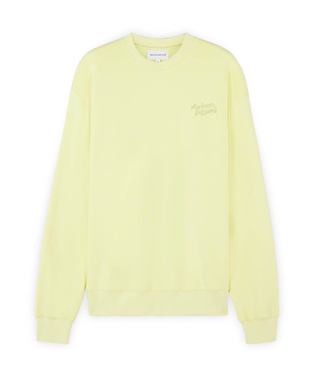 MAISON KITSUNÉ 鵝黃色手繪LOGO舒適衛衣/中性/M