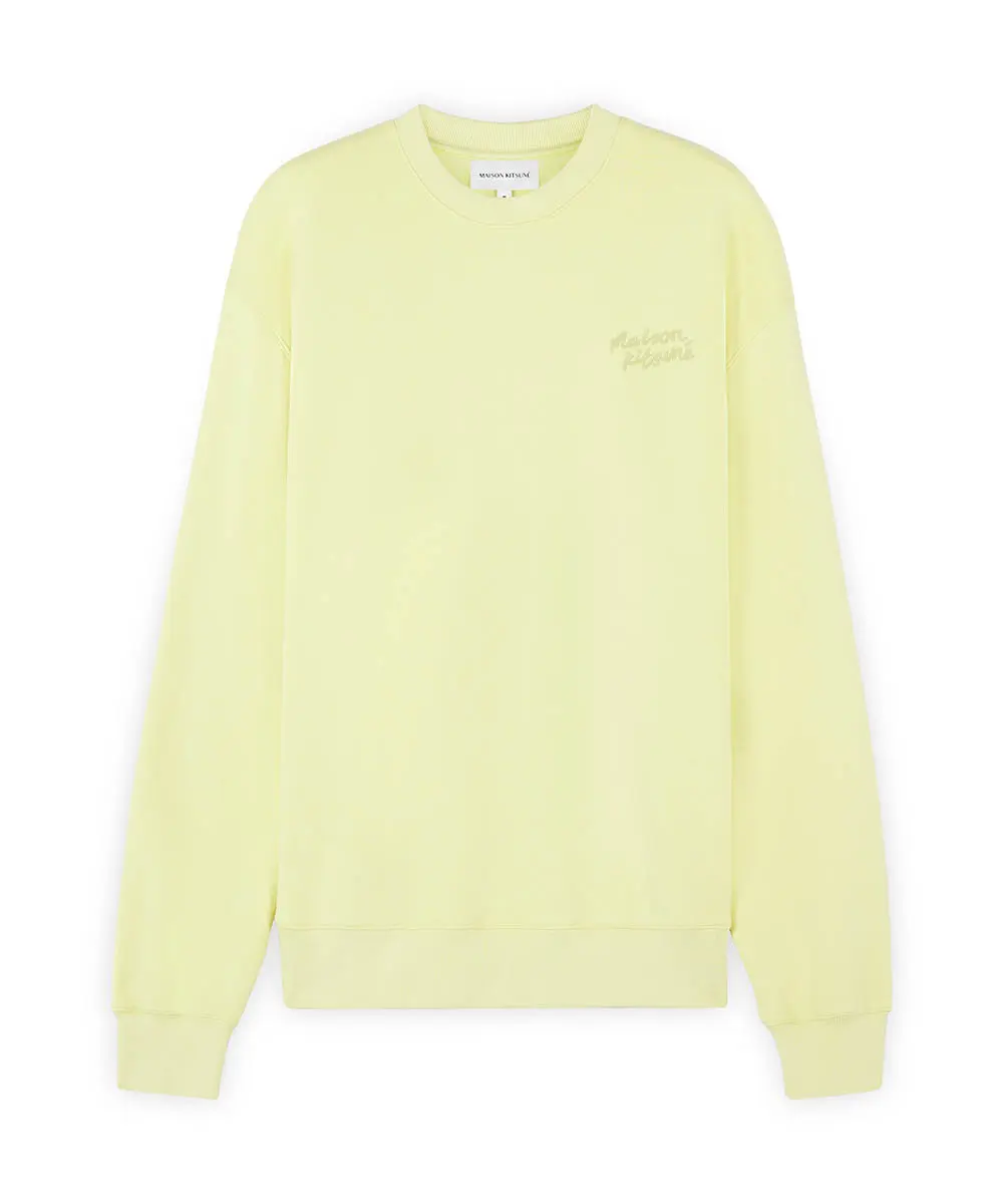 MAISON KITSUNÉ 鵝黃色手繪LOGO舒適衛衣/中性/XL