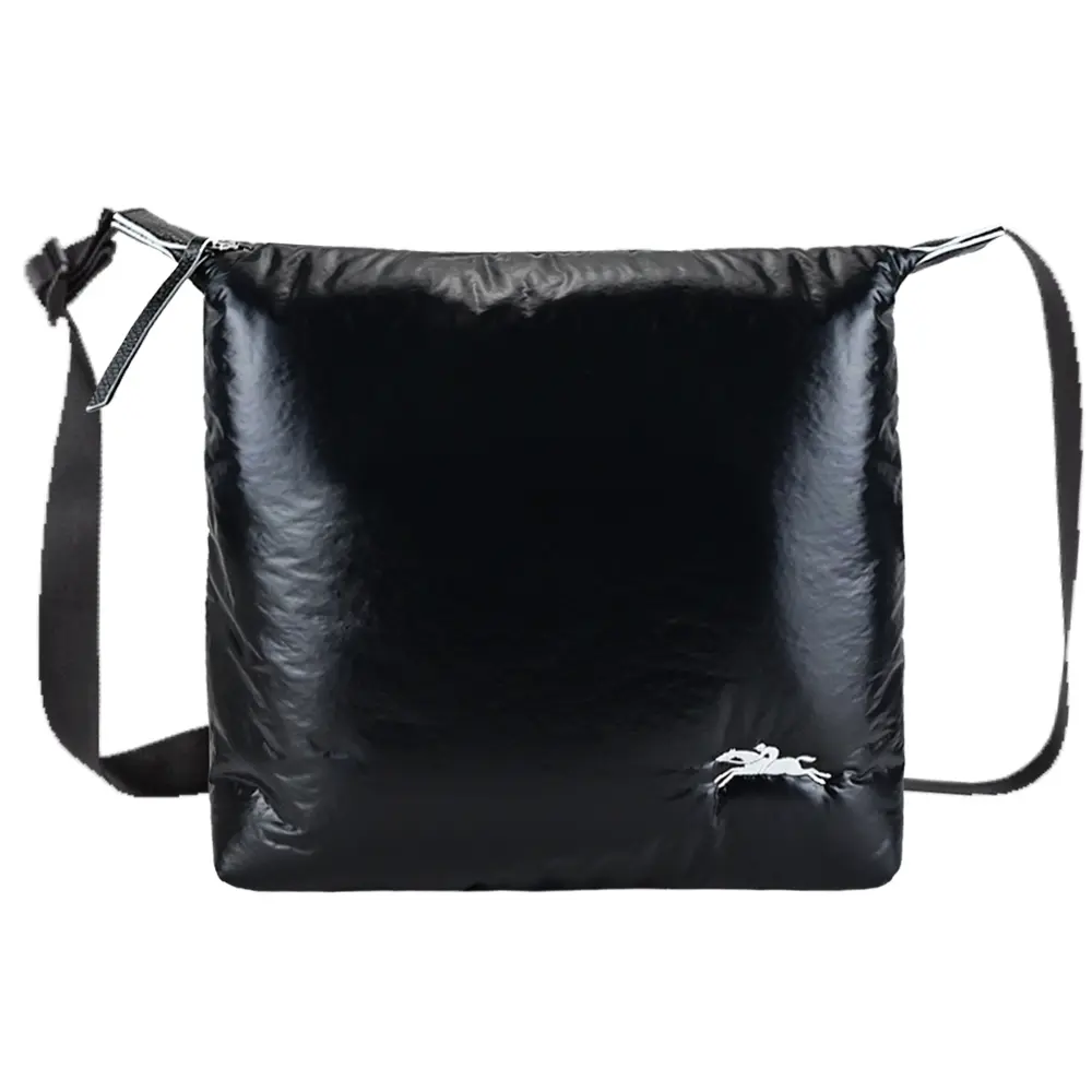 LONGCHAMP LE PLIAGE ALPIN系列尼龍帆布刺繡方形斜背包(黑)/平行輸入