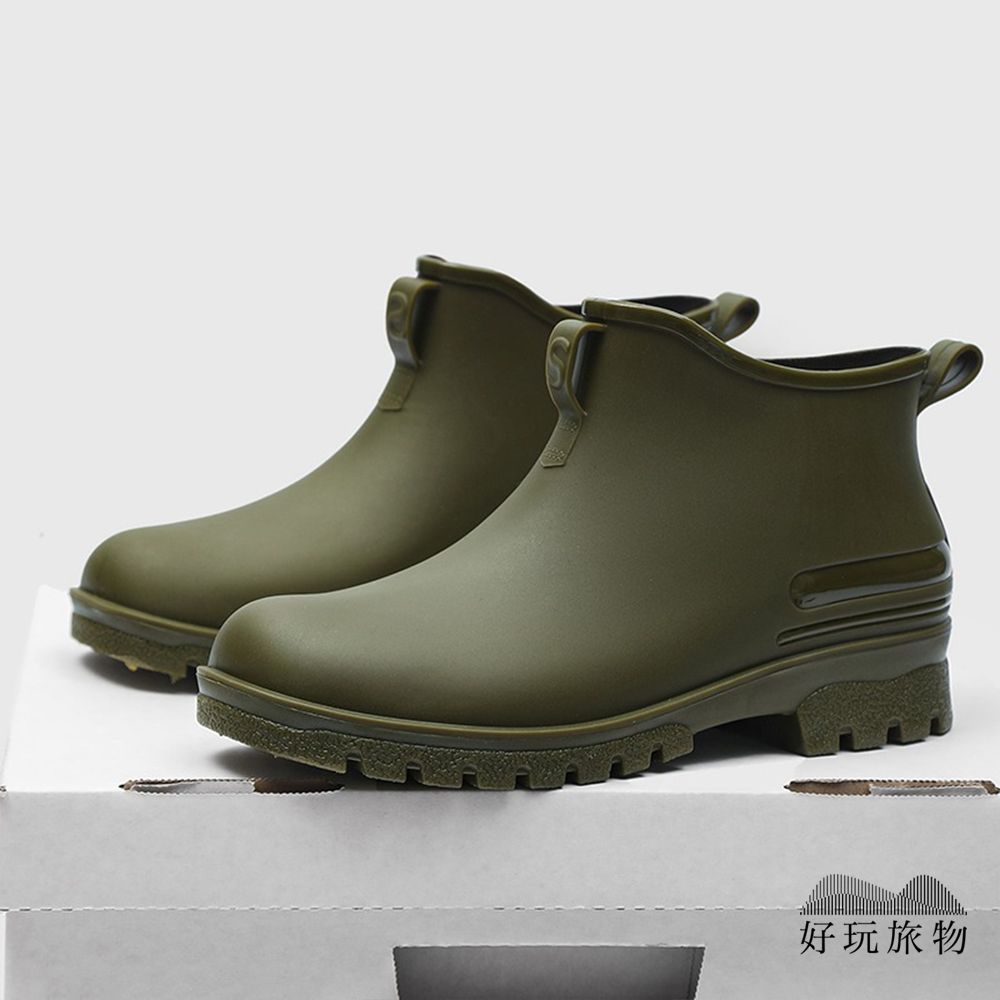 【好玩旅物】日本休閒防滑工裝雨鞋/ 軍綠色/ 24