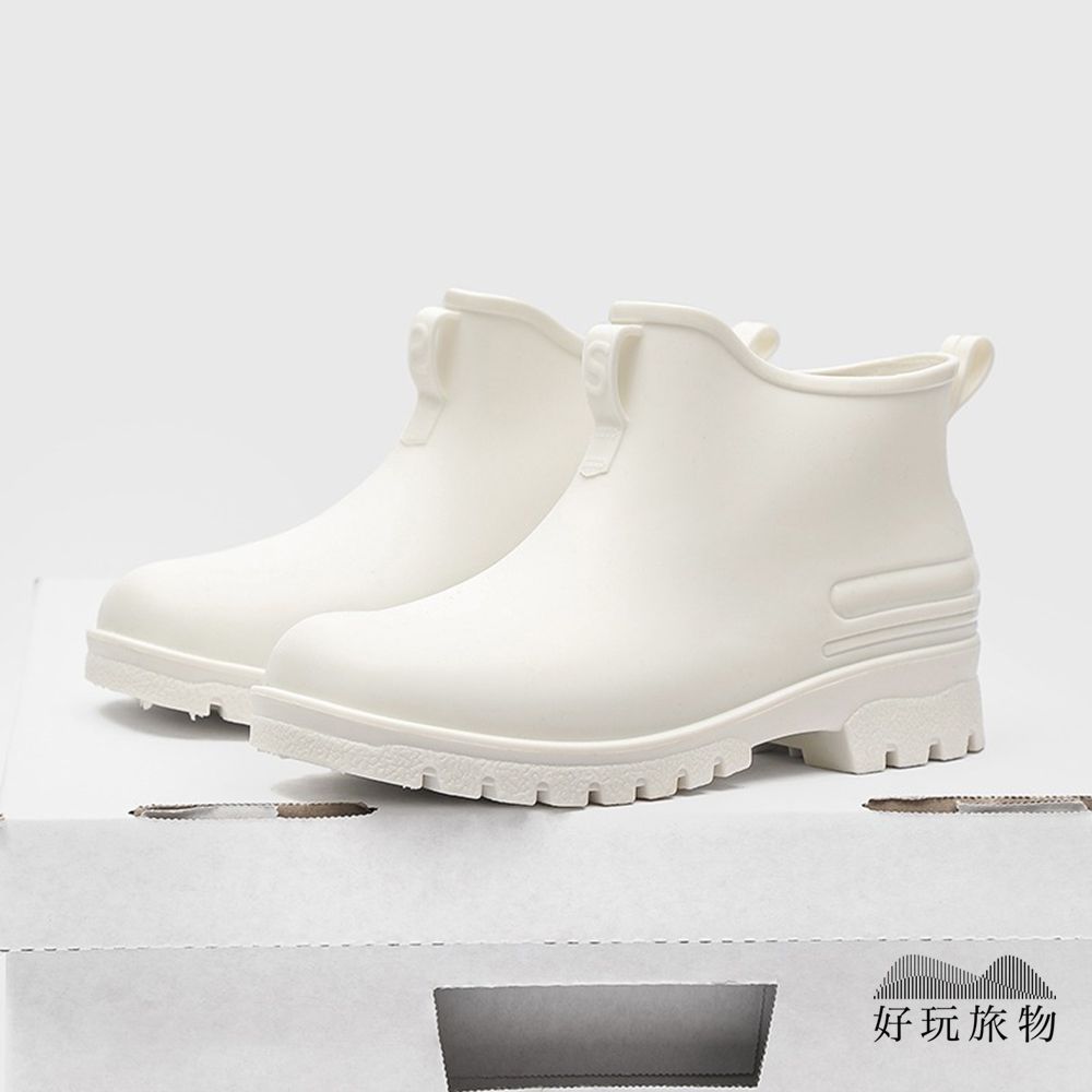 【好玩旅物】日本休閒防滑工裝雨鞋/ 白色/ 27