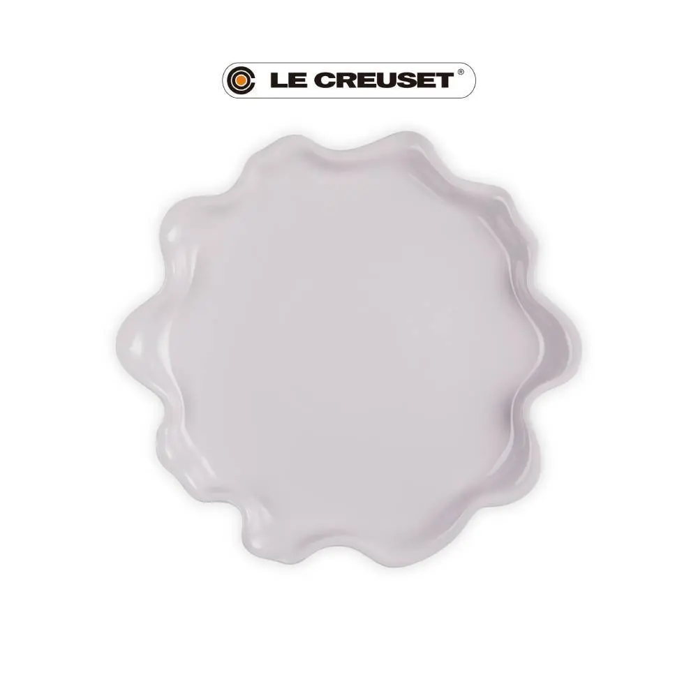 LE CREUSET瓷器荷葉波紋造型盤/ 36cm/ 柔粉紫