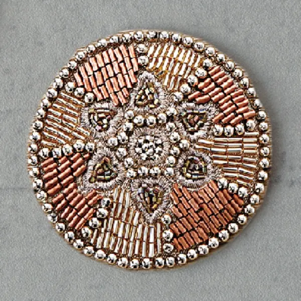 日本 artipur COTTAGE 珠串刺繡隨身手鏡/ Bronze