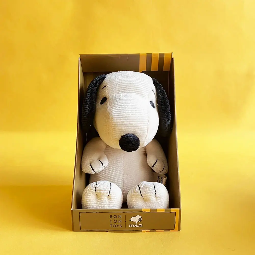 荷蘭BON TON TOYS Snoopy史努比燈芯絨盒裝填充玩偶/ 奶油/ 17cm