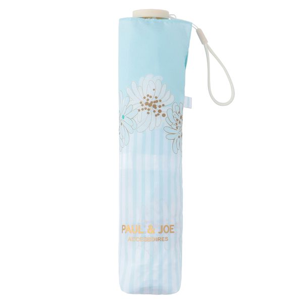 日本 PAUL & JOE ACCESSOIRES 摺疊傘/ Stripe Chrysantheme/ Pale Sky