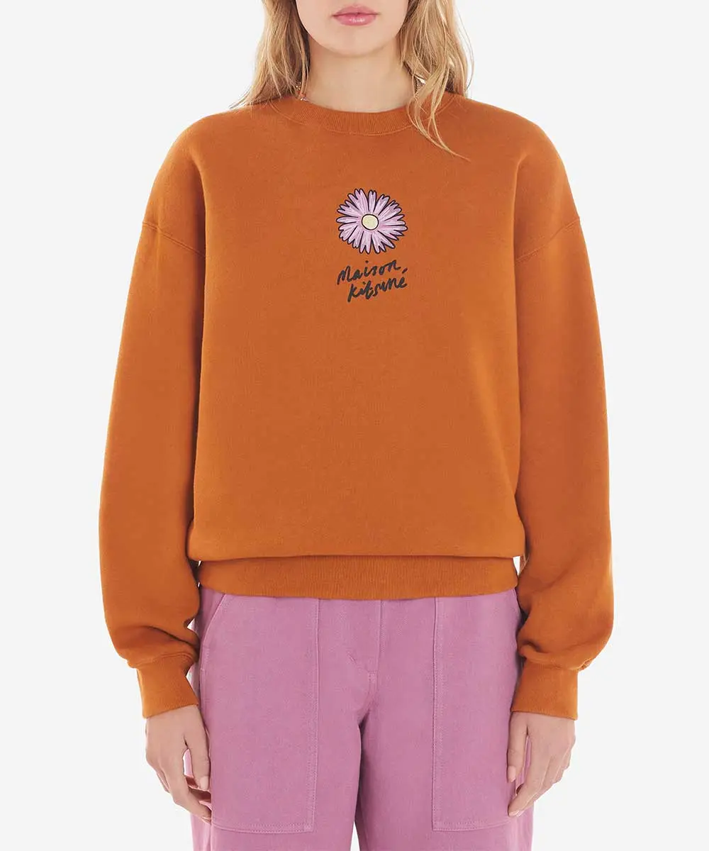 MAISON KITSUNÉ 果醬棕手繪小雛菊印花舒適衛衣/女裝/S