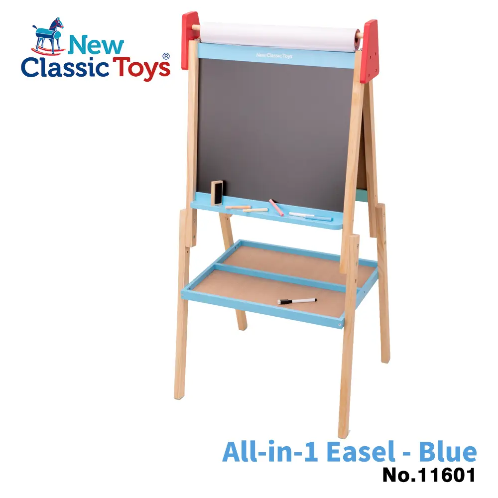 【荷蘭New Classic Toys】北歐木製兒童畫板/畫架-經典藍-11601