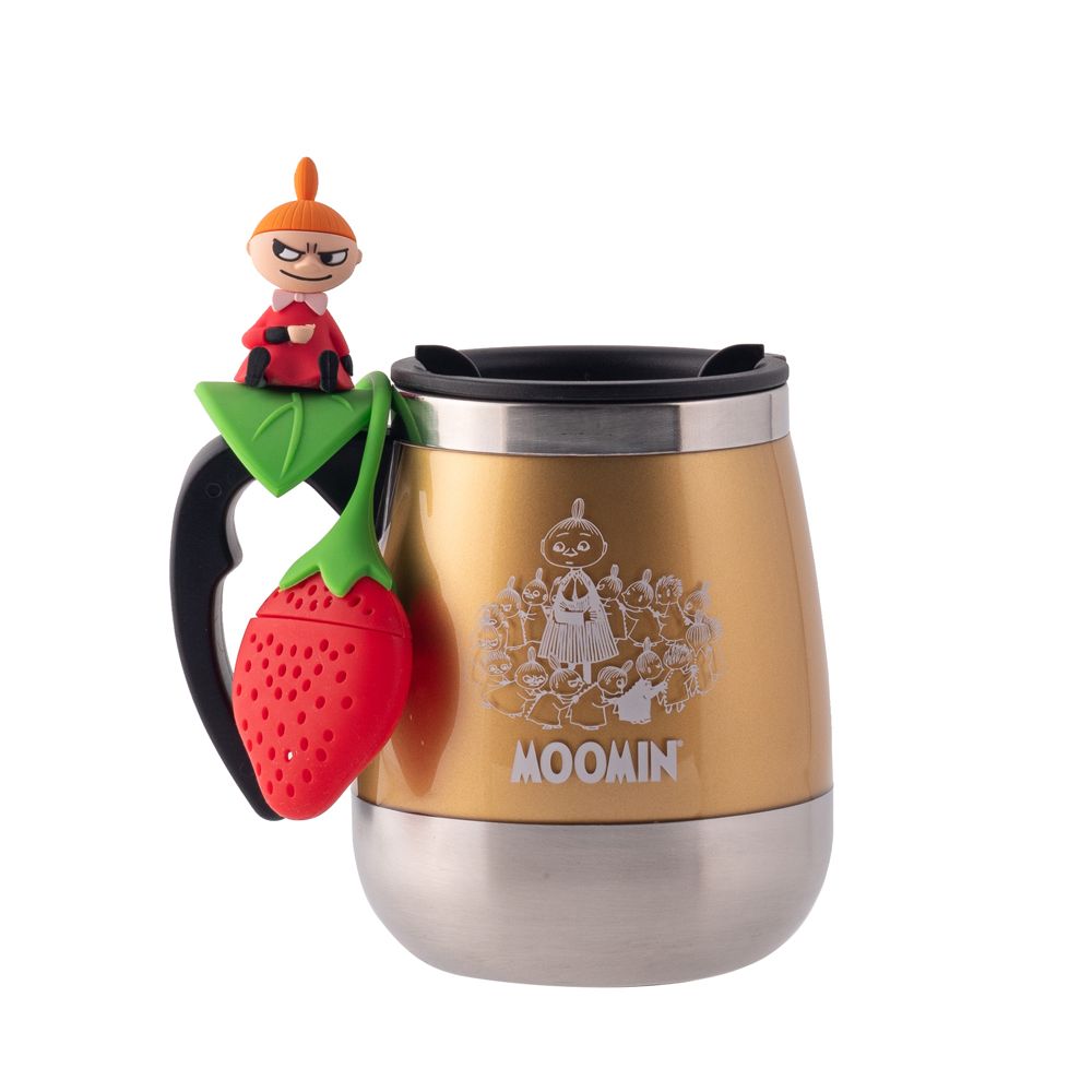 PO:Selected丹麥POxMOOMIN不鏽鋼兩用咖啡泡茶胖胖杯450ml(香檳金)