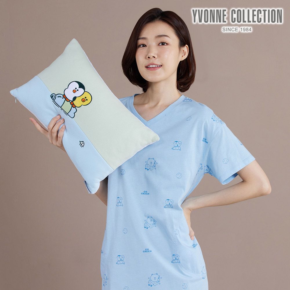 YVONNE COLLECTION 莎莉企鵝方形抱枕(30x45公分)-若草綠(LINE FRIENDS)