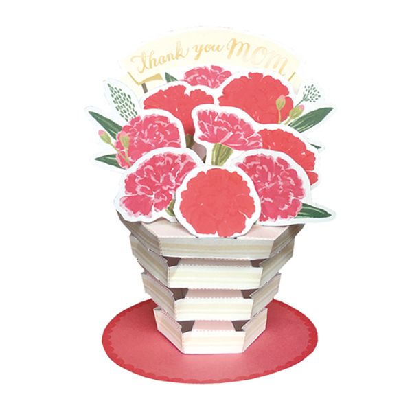日本 Greeting Life 立體花瓶母親卡/ 紅