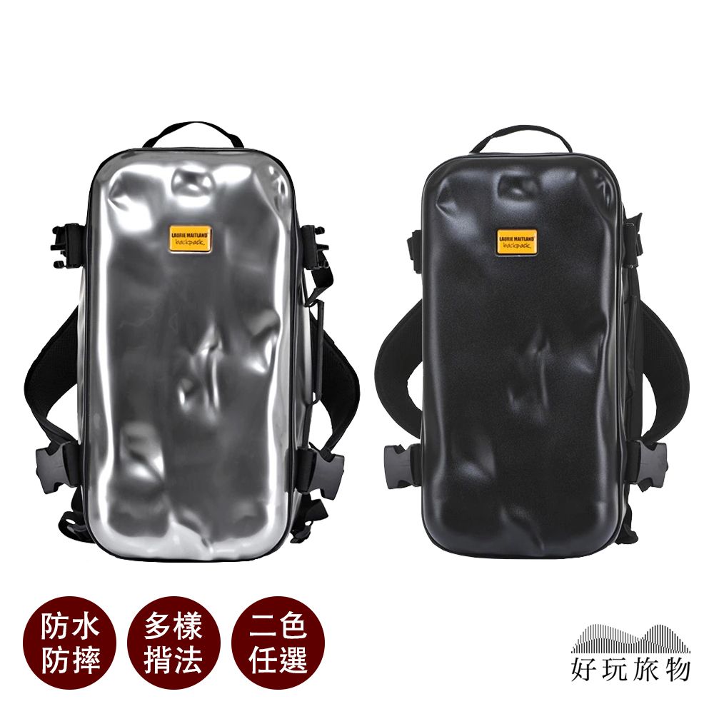 【好玩旅物】破壞風雙肩包男潮流ins防水摩托車頭盔機車包/ 霧面銀