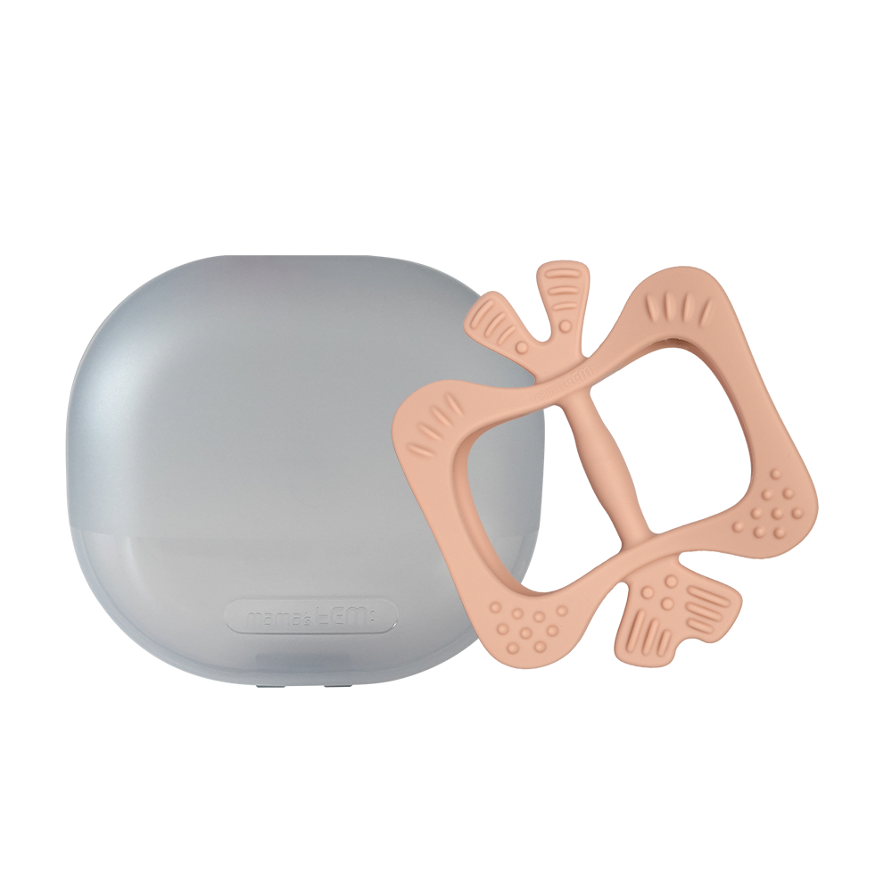 mama's tem:固齒器/ 胖蝴蝶/ 豆沙粉/ 附輕量泡泡盒