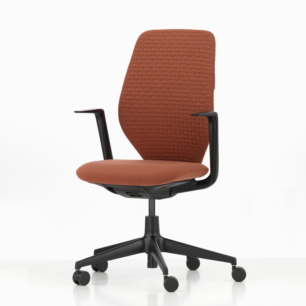 北歐櫥窗/Vitra ACX Soft 人體工學辦公椅(襯墊椅背 / 赤陶褐布料 / 深黑色框架 / 固定式扶手)