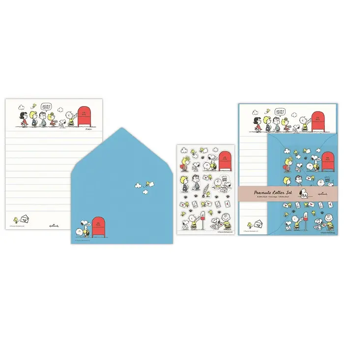 美國 Hallmark 信封信紙組/ 史努比/ Stay Positive/ 藍
