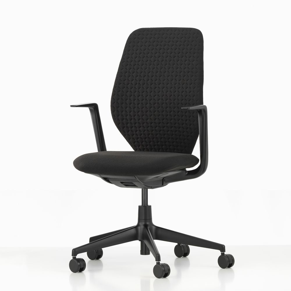 北歐櫥窗/Vitra ACX Soft 人體工學辦公椅(襯墊椅背 / 午夜黑布料 / 深黑色框架 / 固定式扶手)