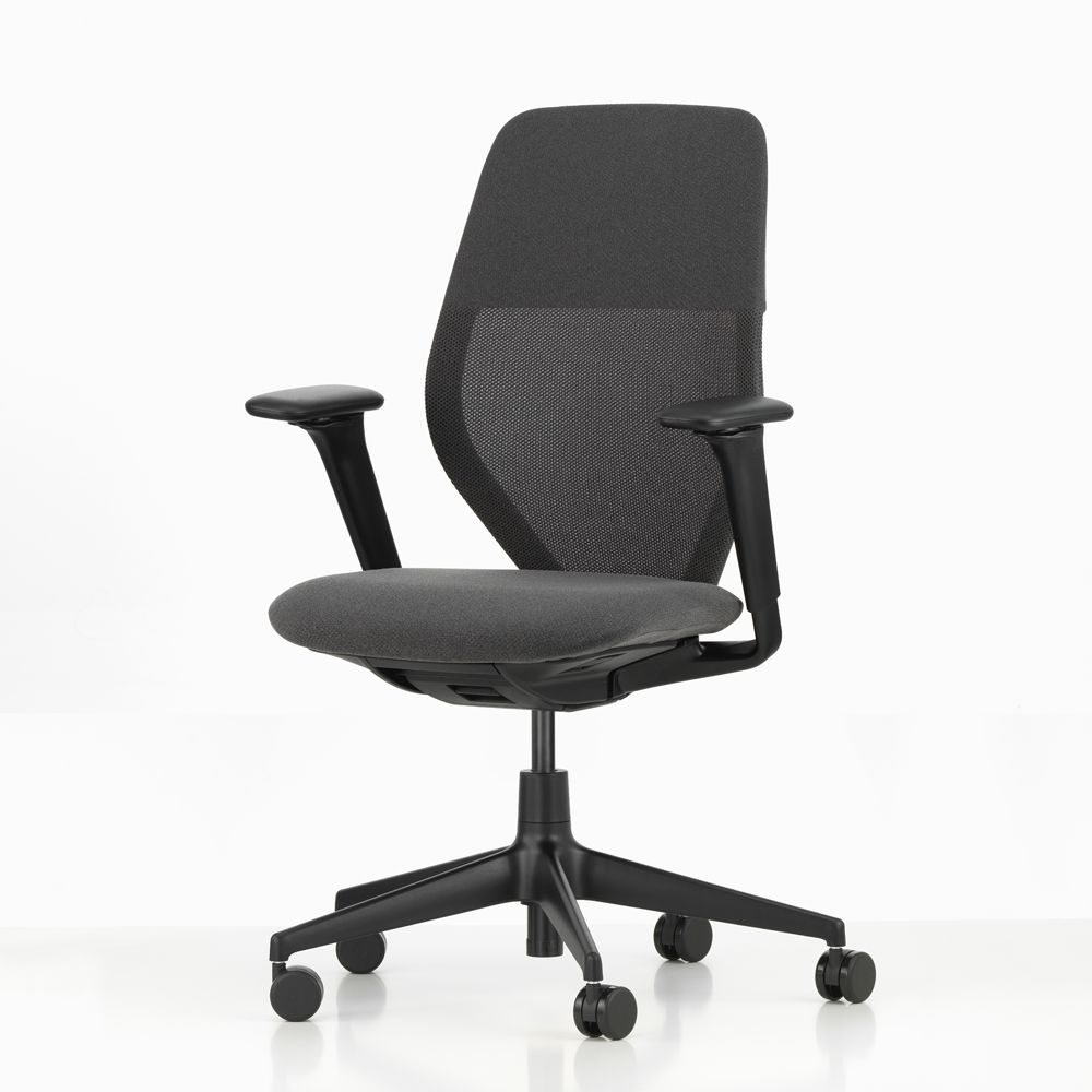 北歐櫥窗/Vitra ACX Mesh 人體工學辦公椅(網格椅背 / 碳纖灰布料 / 深黑色框架 / 升降式扶手)