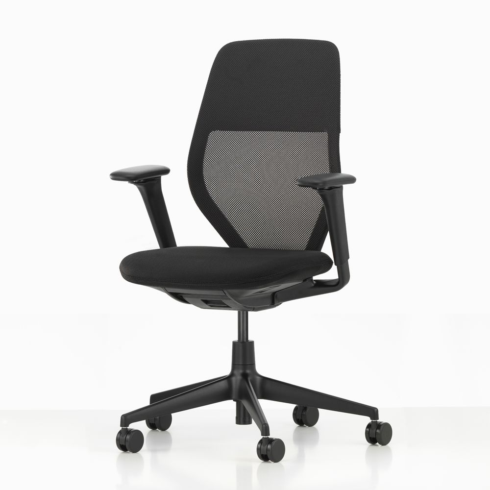 北歐櫥窗/Vitra ACX Light 人體工學辦公椅(網織椅背 / 午夜黑布料 / 深黑色框架 / 升降式扶手)
