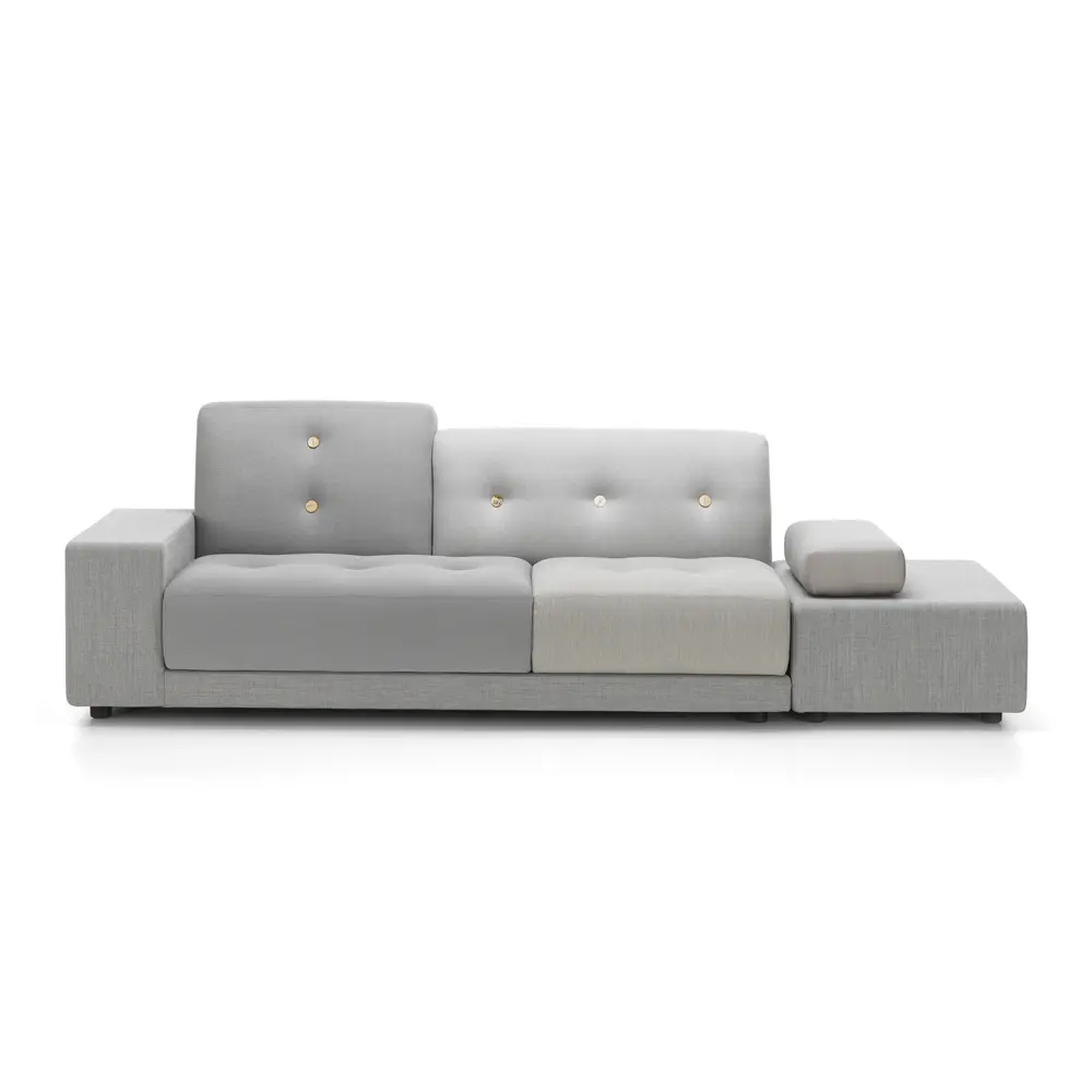 北歐櫥窗/Vitra Polder Sofa 田園沙發組(卵石灰布料、淺色鈕扣、左扶手)