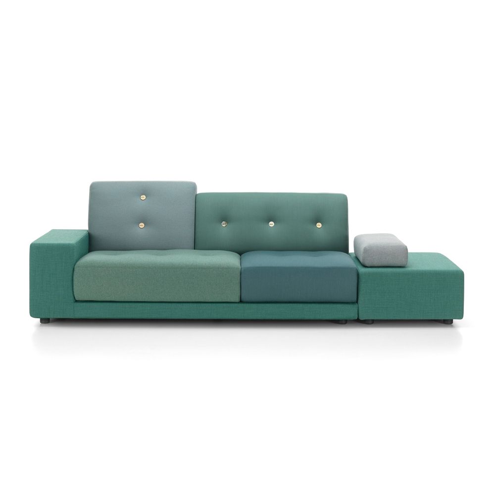 北歐櫥窗/Vitra Polder Sofa 田園沙發組(海洋綠布料、淺色鈕扣、左扶手)