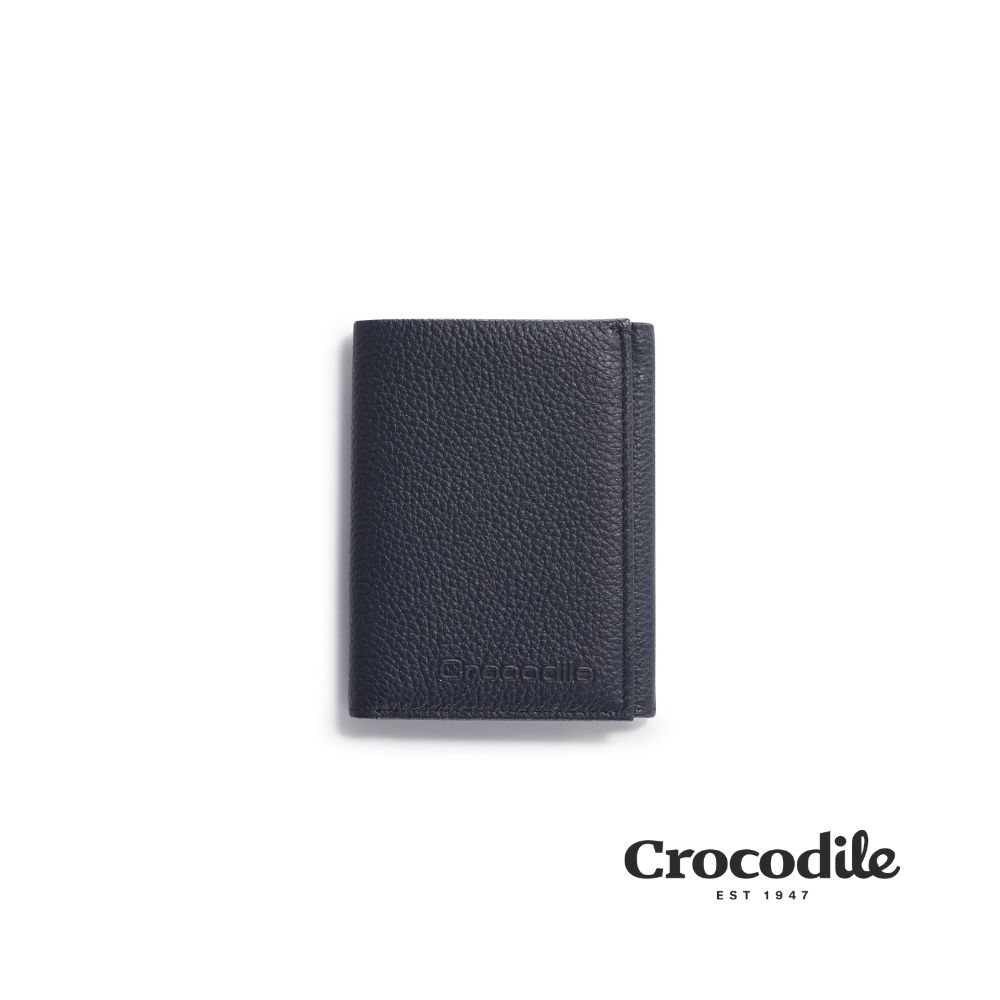 Crocodile 鱷魚皮件 三折短夾 男生皮夾 錢包推薦 網狀透明窗/6卡-Rocky系列-0103-09908/ 暗夜藍