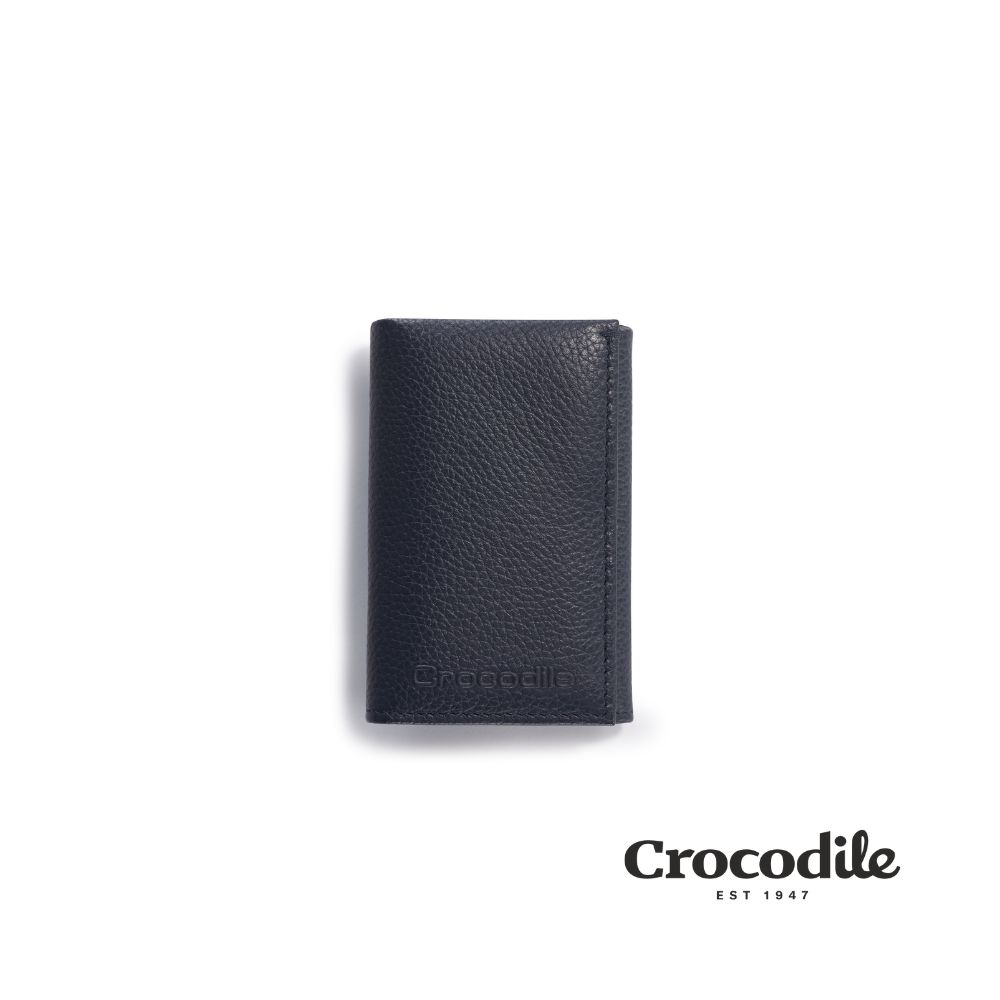Crocodile鱷魚皮件 真皮鑰匙包 送禮推薦 2卡/6鎖鉤-Rocky系列-0103-09909-黑藍兩色/ 個性黑