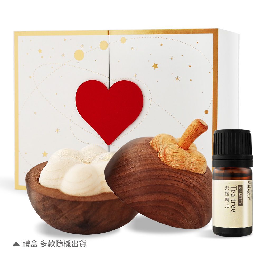 O'Pretty 歐沛媞 甜蜜相伴 室內/車用 香氛擴香【手工雕刻木質山竹+草本精油(5ml)茶樹】附精美禮盒/ 茶樹