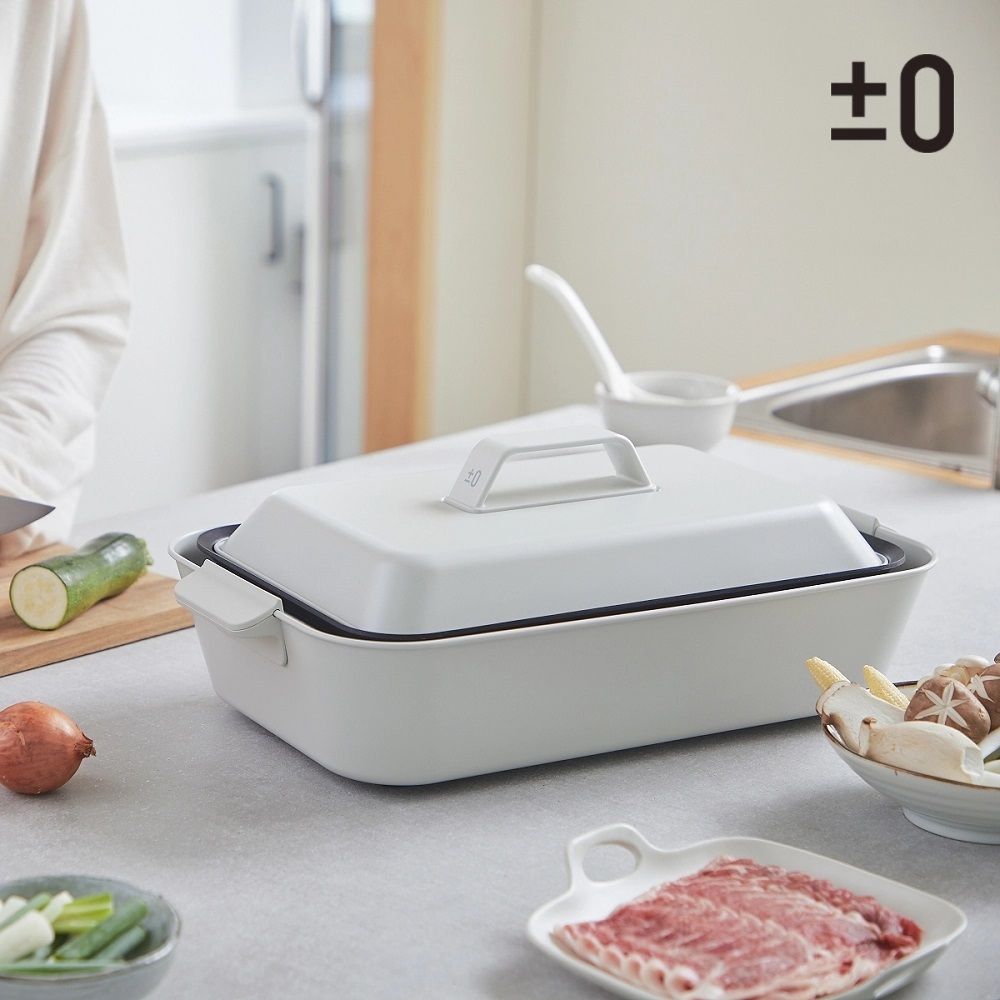 【日本正負零 ±0】4-6人份多功能大功率料理鍋XKH-E010白色 內附深烤盤及鴛鴦鍋 電烤鍋電火鍋 公司貨現貨