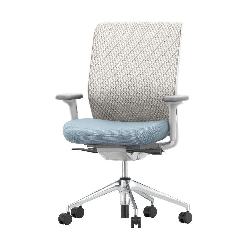 北歐櫥窗/Vitra ID Mesh 全能網格辦公椅(淺灰椅背 x 冰灰藍座墊 x 拋光鋁椅腳、2D扶手)