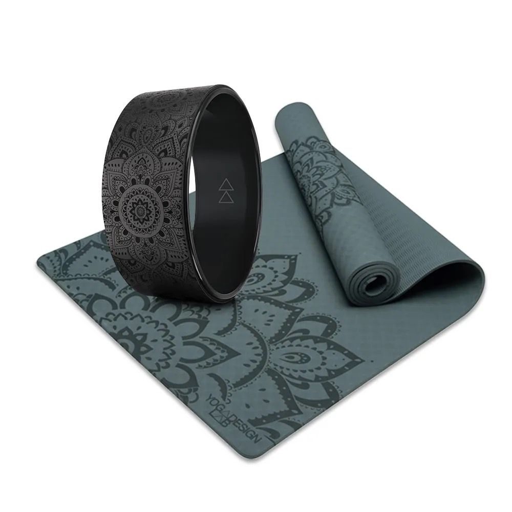 【Yoga Design Lab】瑜珈輪初學者組合 ( The Yoga Wheel 瑜珈輪 - Mandala Night + Flow Mat TPE環保瑜珈墊 6mm - Charcoal )