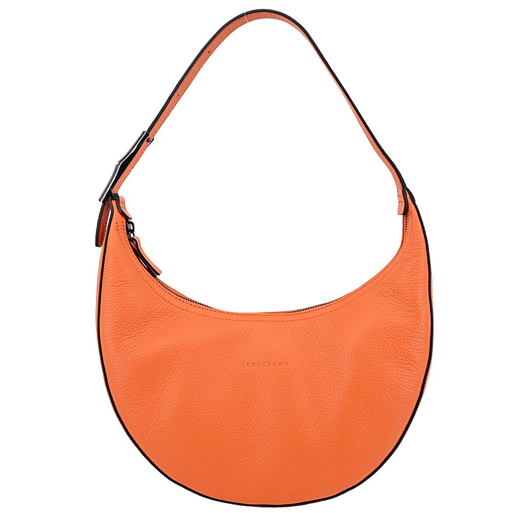 LONGCHAMP ROSEAU ESSENTIAL系列牛皮半月形單肩包(中/柳橙)/平行輸入