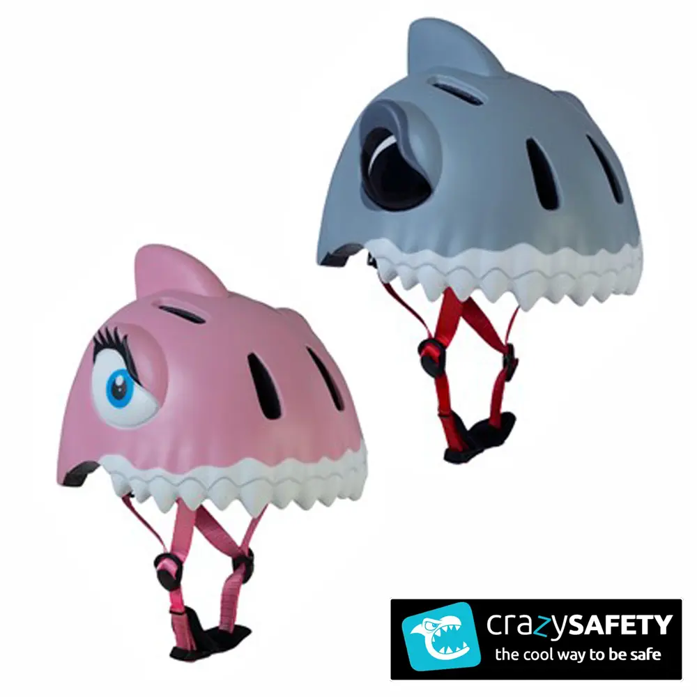 crazySAFETY瘋狂安全帽 丹麥設計3D動物造型兒童安全帽-鯊魚/ 灰鯊魚S