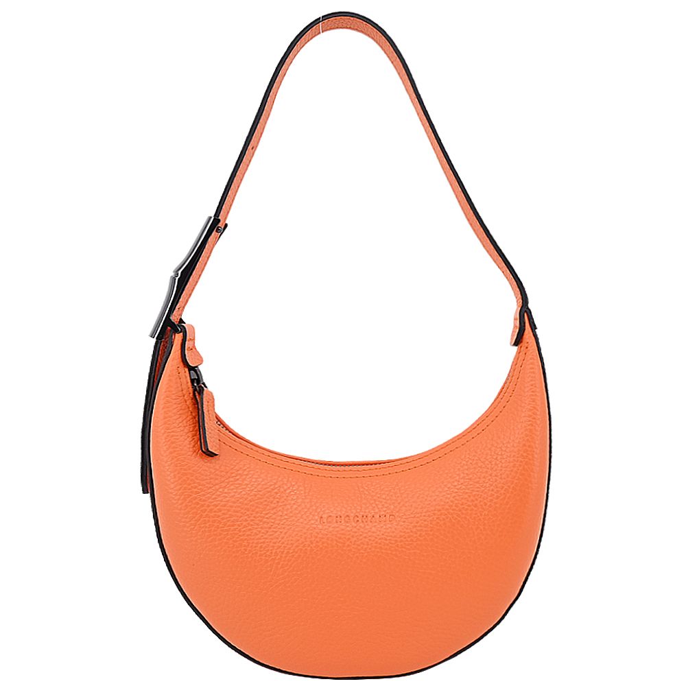 LONGCHAMP ROSEAU ESSENTIAL系列牛皮半月形單肩包(小/柳橙)/平行輸入