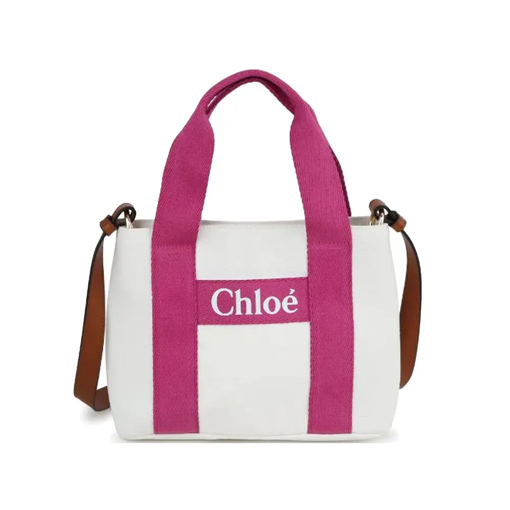 Chloe 經典品牌LOGO帆布手提/肩背包/平行輸入/ 桃紅