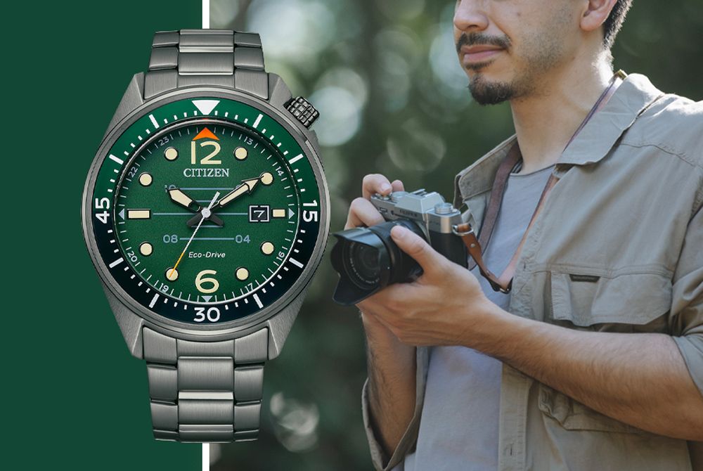 CITIZEN 星辰 聖誕節推薦款 光動能潛水風格手錶-綠 AW1717-81X