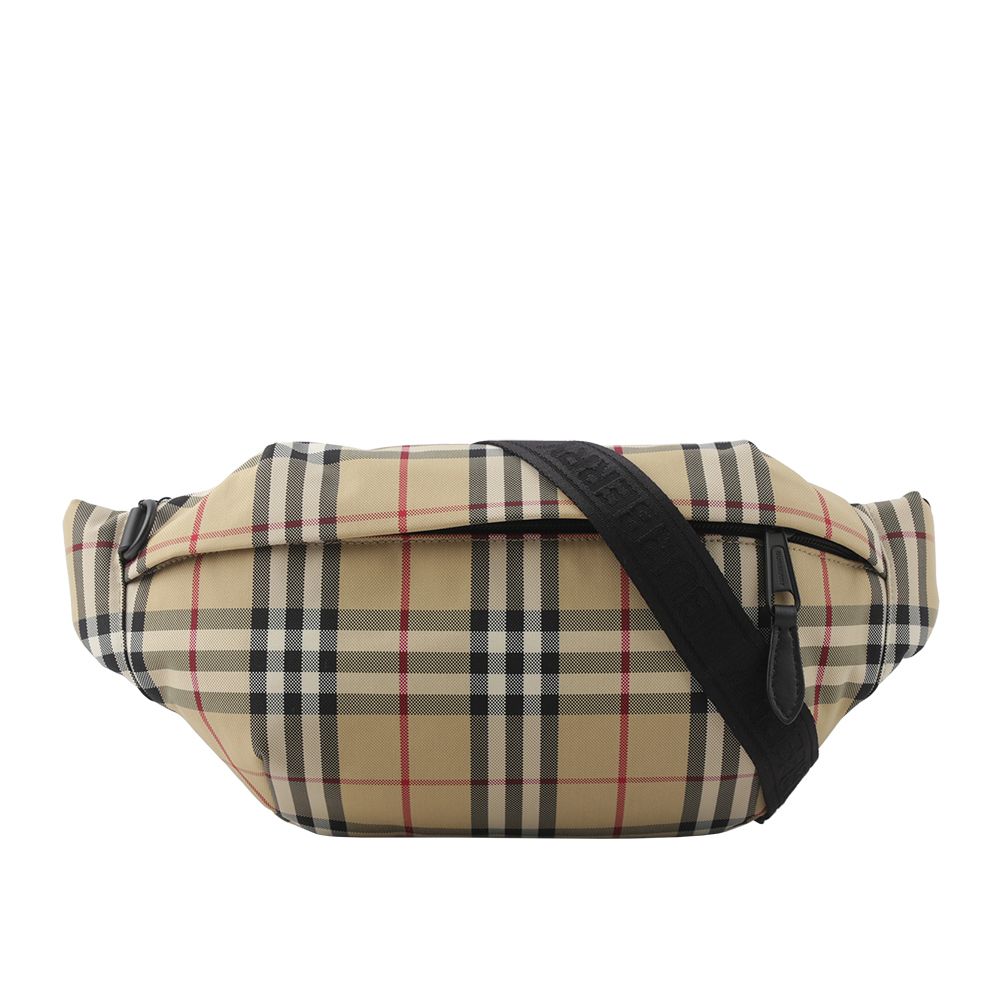 【BURBERRY】格紋尼龍帆布腰包(經典米色)/ 平行輸入
