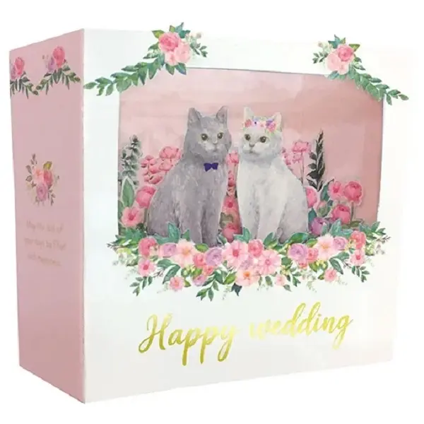 日本 Greeting Life 立體動物造型結婚卡/ 貓