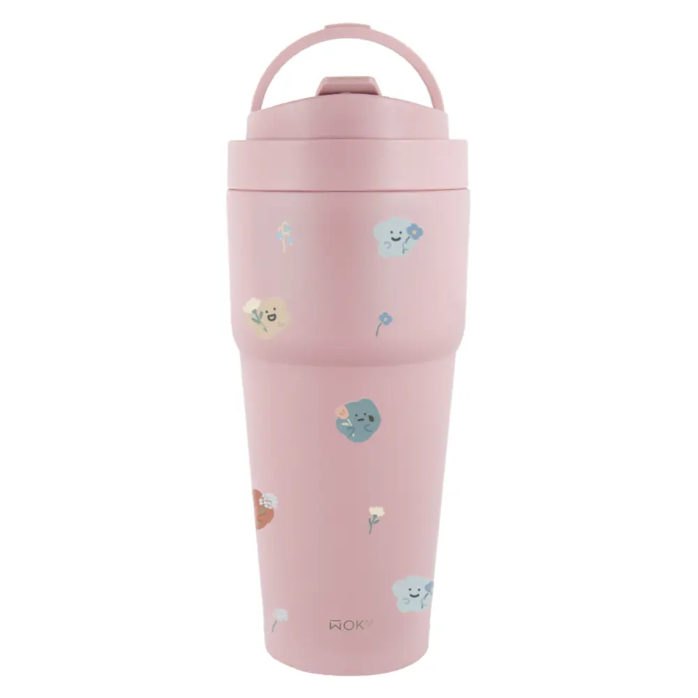 WOKY沃廚 x 方坊聯名-[●●]渾圓杯/ 770ml/ 春日小花/ 黛粉