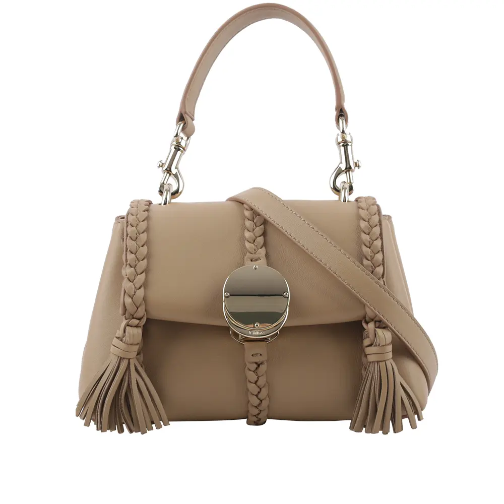【CHLOE'】Penelope 小羊皮及小牛皮迷你翻蓋二用包(陶土棕)/平行輸入